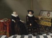 Marriage Portrait of a Husband and Wife of the Lossy de Warine Family, oil on panel painting by Gerard Donck